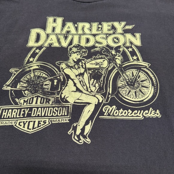 Harley Davidson Shirt Mens XL Black Pinup Girl Biker Visalia CA Motorcycle - Picture 7 of 16